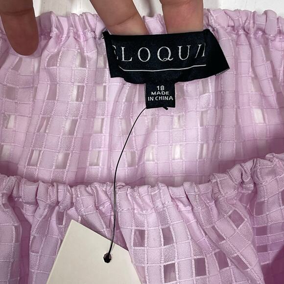 NEW Eloquii Crop Top Women's Size 18 Lilac Gingham Sheer Square Neck Puff Sleeve - Picture 6 of 6